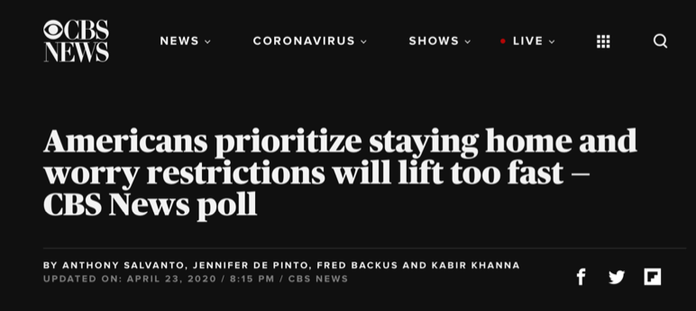 CBS News Covid Policy Headline April 20 2020